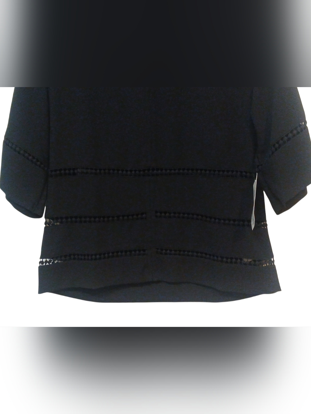 Maette - NWT, Black V-Neck Blouse, Embroidered Embellishments, Short Sleeves,... - Picture 6 of 10